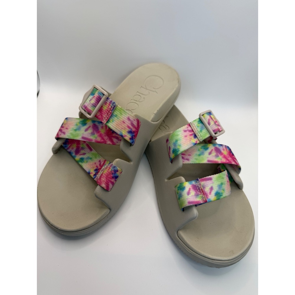 Chaco Chillos Slide Sandals Womens Grey Tie Dye Adjustable Straps JCH108152